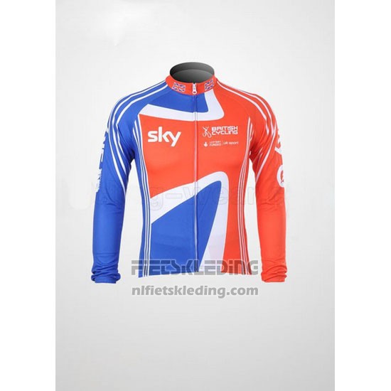 2012 Fietskleding Sky Kampioen Regno Unito Oranje en Blauw Lange Mouwen en Koersbroek